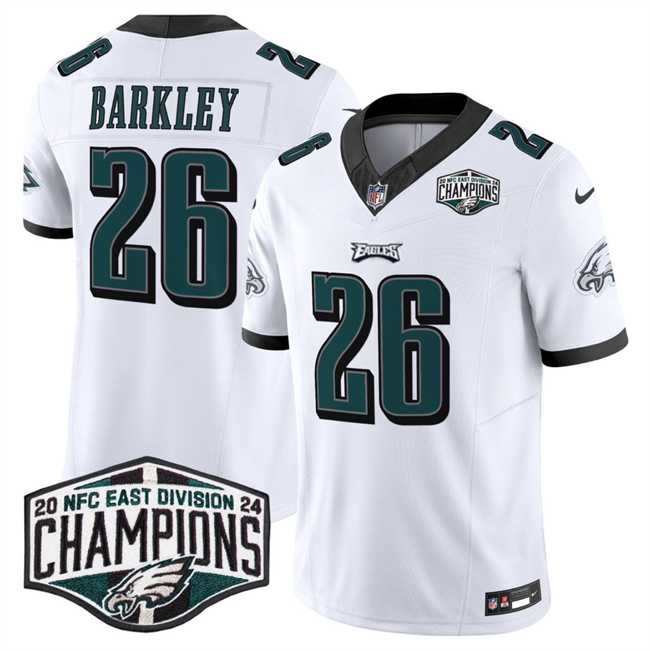 Men%27s Philadelphia Eagles #26 Saquon Barkley White 2024 NFC East Champions F.U.S.E. Vapor Untouchable Limited Stitched Jersey